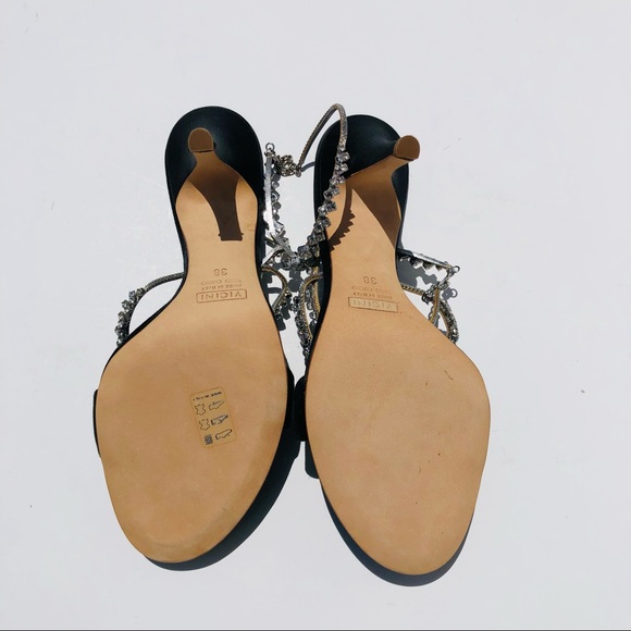 Giuseppe Zanotti black satin high heel with crystals Sz 8 eu 38 never worn - Picture 13 of 14